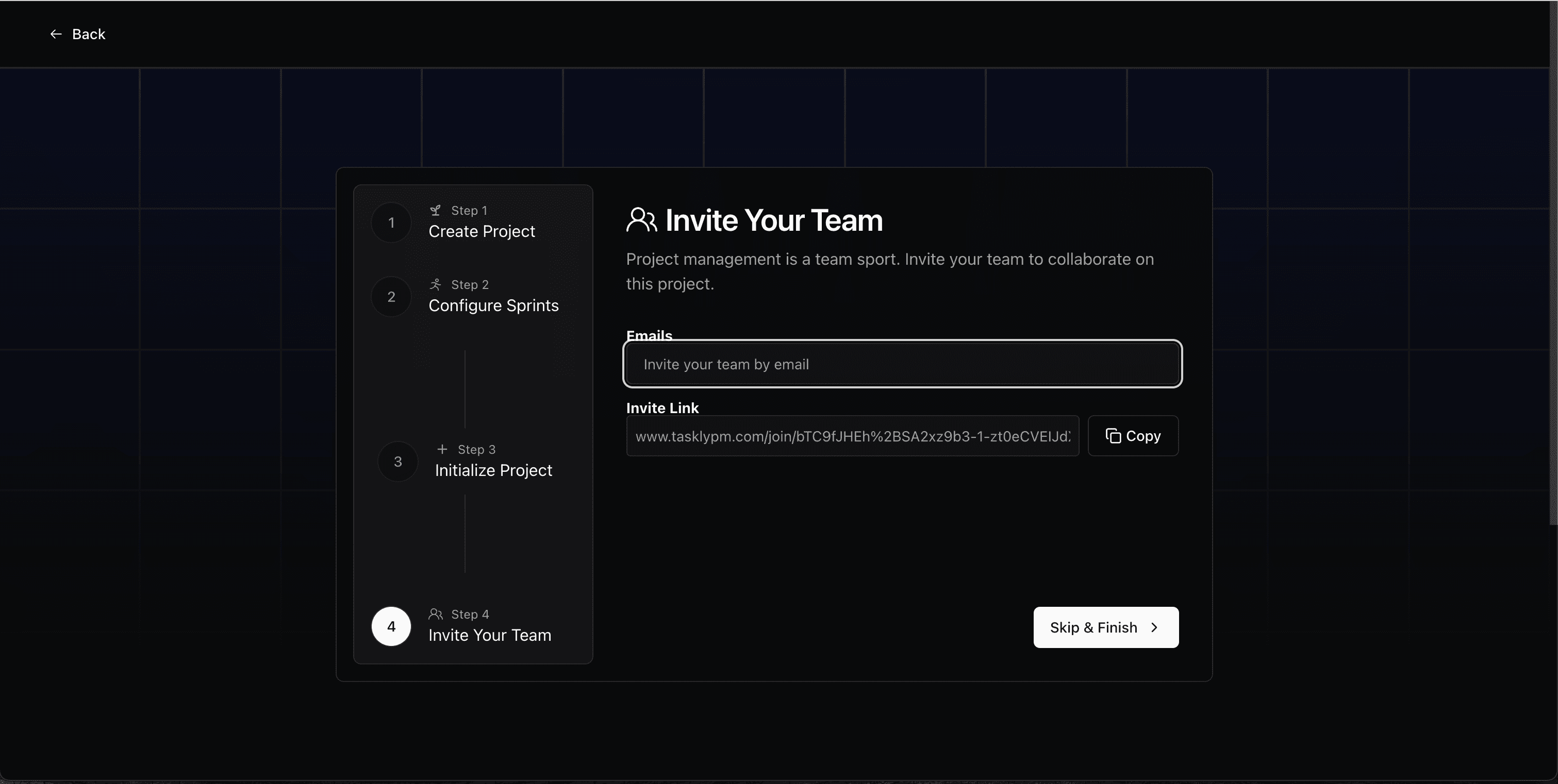 Create project and invite users